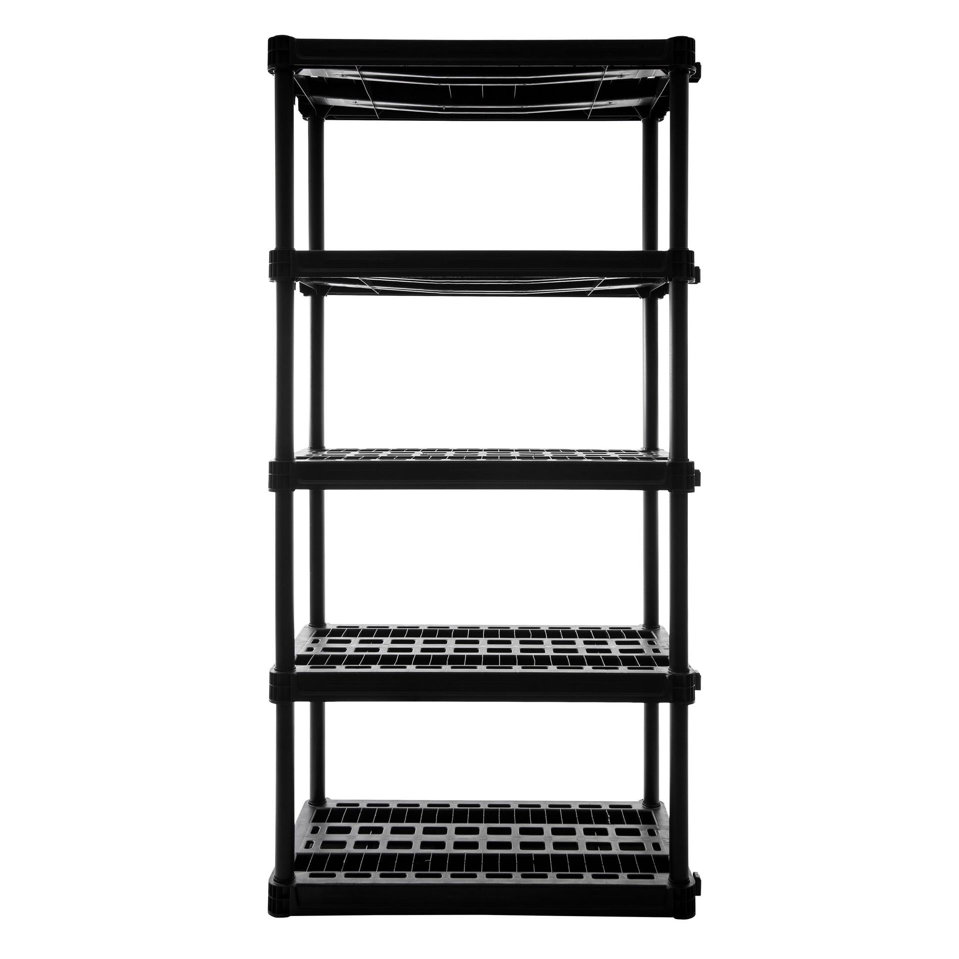 5-Tier Plastic Garage Storage factory Shelving Unit in Black (36 in. W x 74 in. H x 18 i