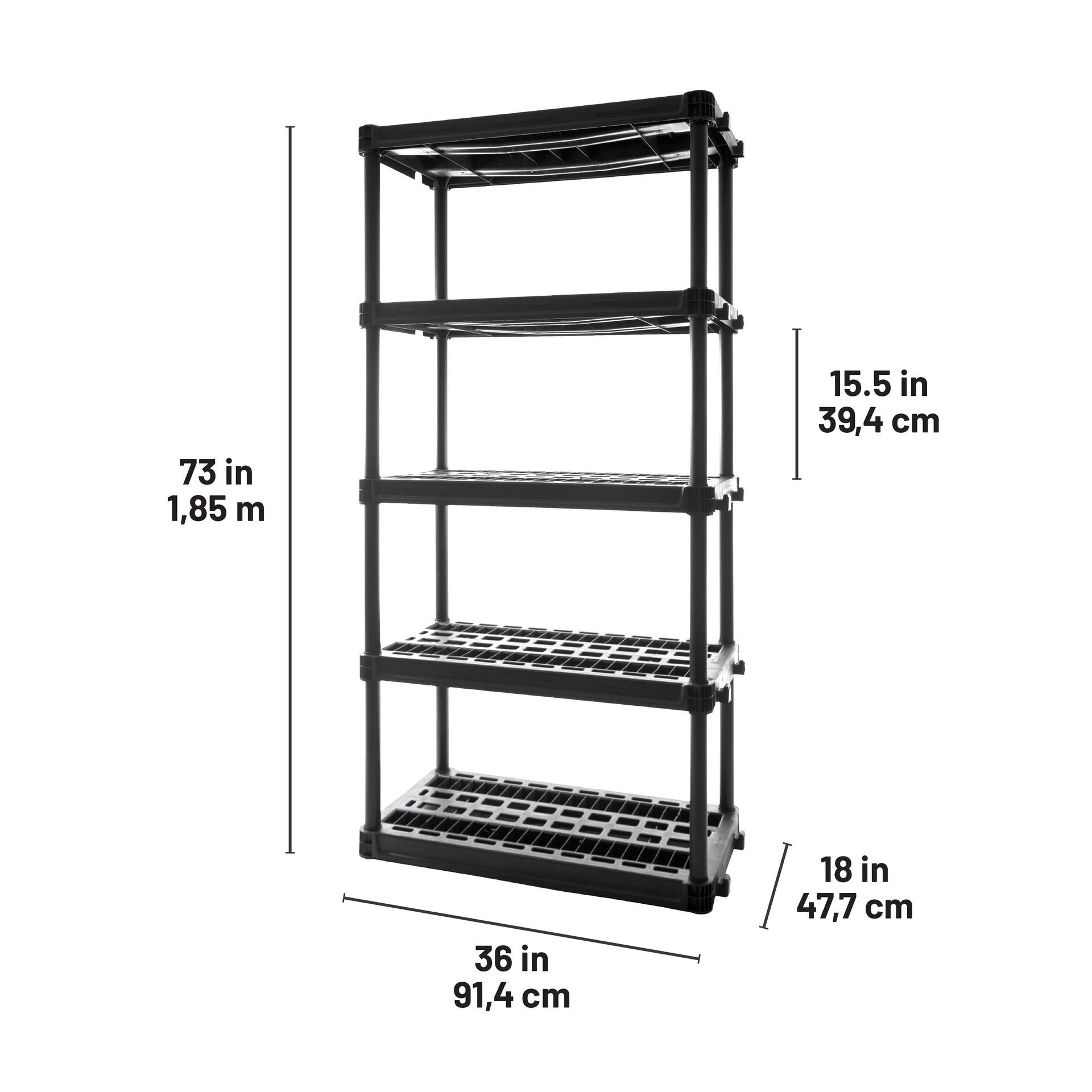 Heavy Duty 4-tier Interlocking Plastic Shelving outlets Unit - 800 lbs. capacity